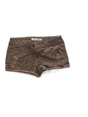 Celebrity Pink Leopard Print Shorts – Distressed Low Rise – Y2K – Size 9 (M)
